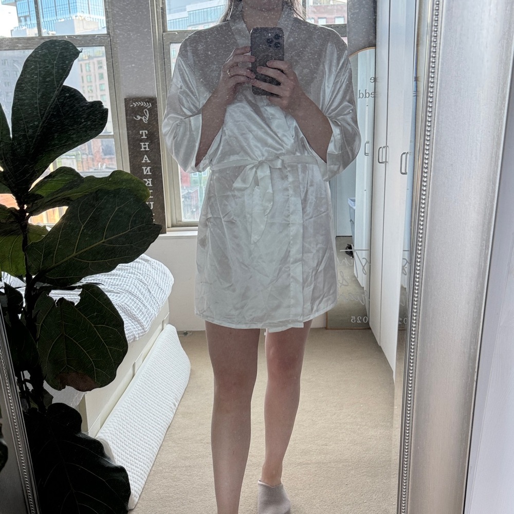 Elegant White Satin Robe